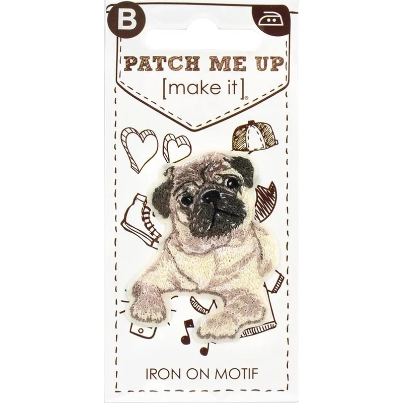 PUG Iron On Motif 3.8cm x 5.1cm - Patch Me Up by Make It BM7016
