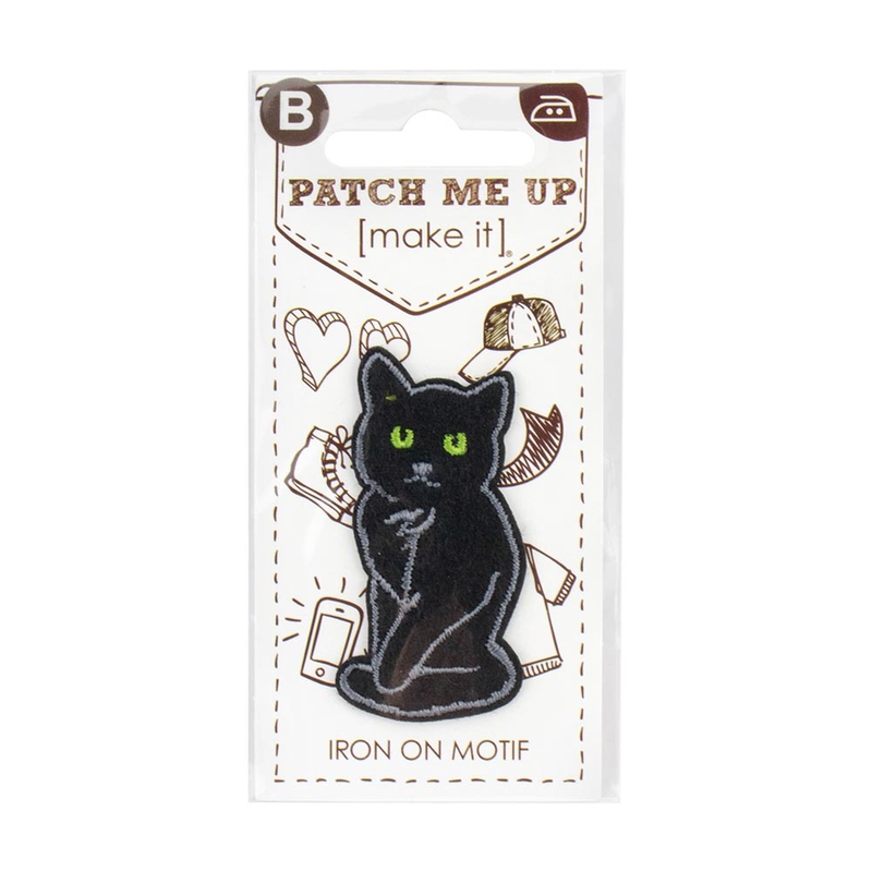 BLACK CAT Iron On Motif Patch Me Up by Make It BM7019, 2.8 x 5.2cm
