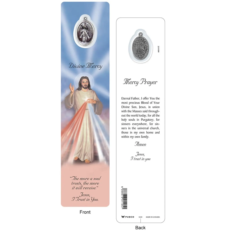 DIVINE MERCY Laminated Bookmark Prayer Card & Charm, 45mm x 190mm, Inspirational