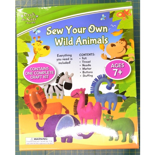 Sew Your Own Wild Animals Kit, Fully Boxed Kit, All You Need To Make Included