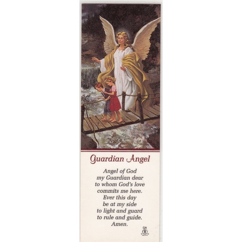 Guardian Angel Laminated Prayer Card Bookmark, 53 x 155mm, Holy Card