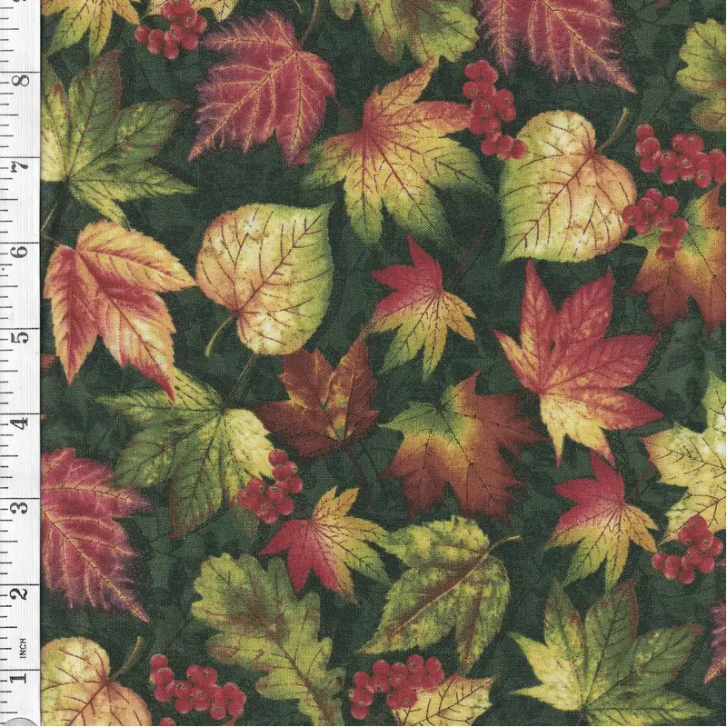 Autumn Florish Leaves FOREST Cotton Fabric 110cm wide