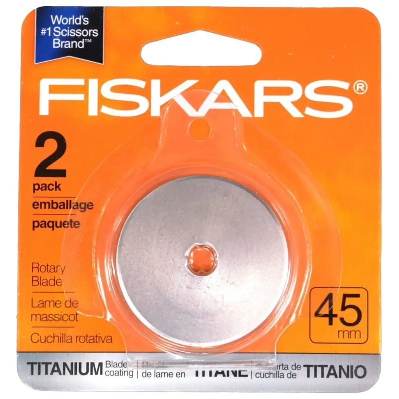 Fiskars 45mm Rotary Cutter Titanium Coated Blades, 2 Pack Straight Cut
