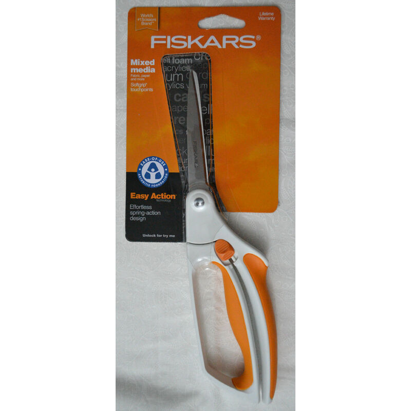 Fiskars 9911 Spring Action Mixed Media Scissors With Safety Lock, Latest Model