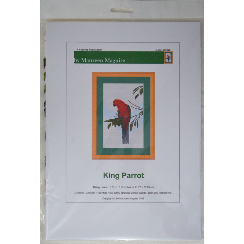 Counted Cross Stitch, Australian Birds, King Parrot, 21.77 x 31.93cm