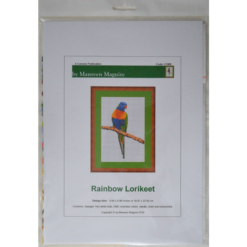 Counted Cross Stitch, Australian Birds, Rainbow Lorikeet, 16.87 x 22.50cm