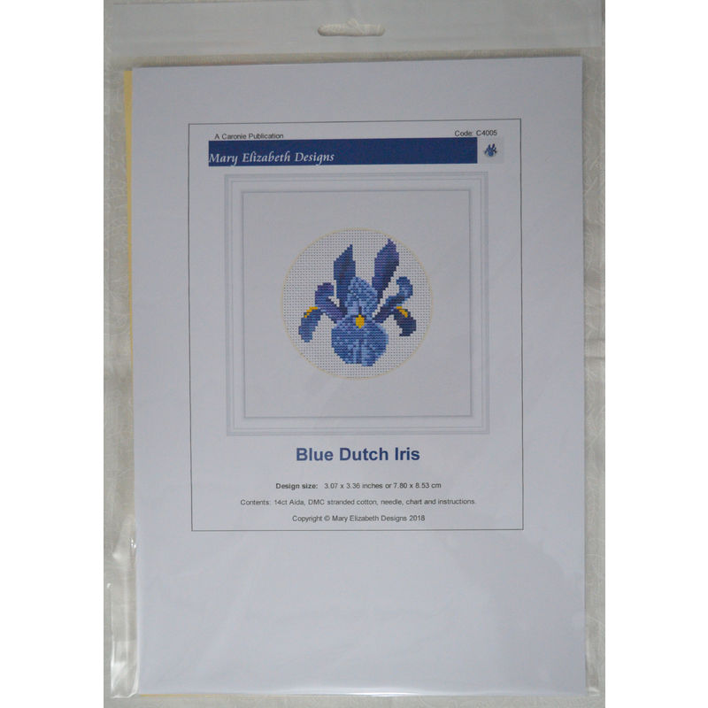 Counted Cross Stitch, Mini Florals, Blue Dutch Iris, 7.80 x 8.53cm