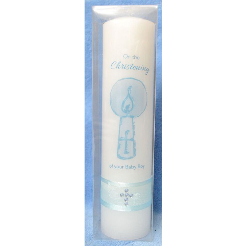 Candle, On The Christening Of Your Baby Boy, 50mm Diameter 200mm High