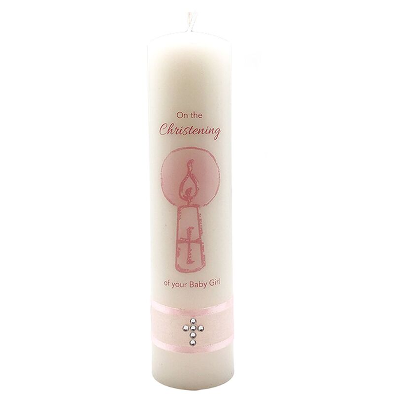 Candle, On The Christening Of Your Baby Girl, 50mm Diameter 200mm High