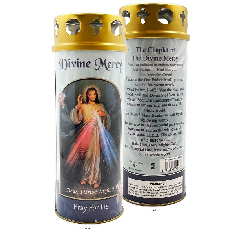 Divine Mercy Devotional Candle, Approx 68 Hours Burn Time
