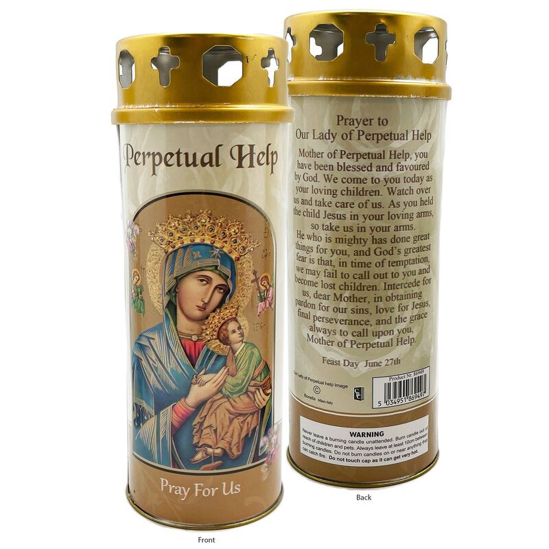 Our Lady Of Perpetual Help Devotional Candle, Approx 68 Hours Burn Time
