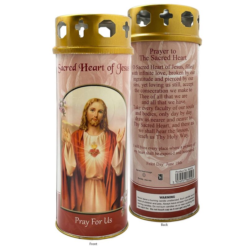 Sacred Heart Of Jesus Devotional Candle, Approx 68 Hours Burn Time