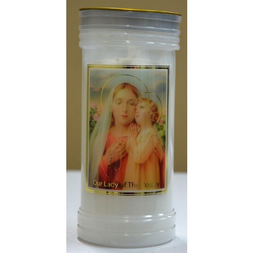 OUR LADY OF THE ROSARY Devotional Candle, 70 Hour Burn Time, 60 x 140mm