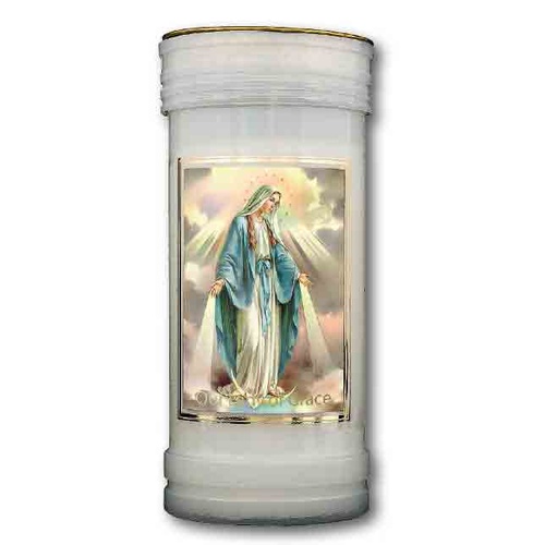 MIRACULOUS / LADY OF GRACE Devotional Candle, 70 Hour Burn Time, 60 x 140mm