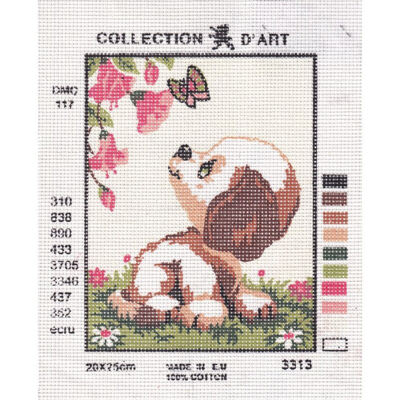 PUP & BUTTERFLY Tapestry Design Printed On Canvas #3313