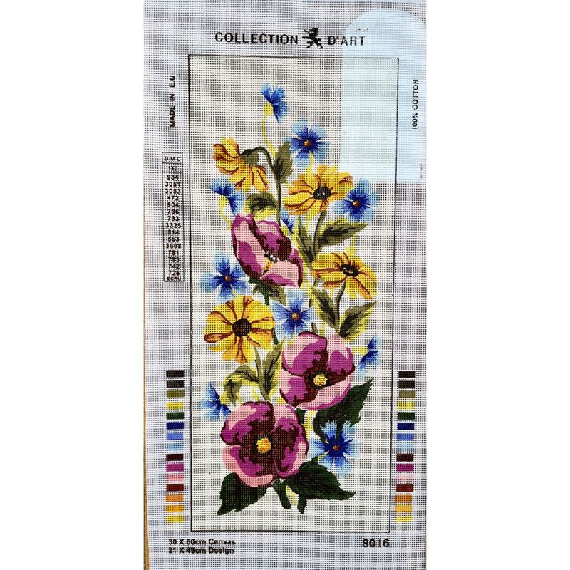 FLOWERS Tapestry Design Printed On Canvas #8016