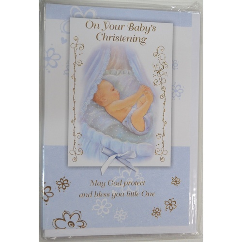 Christening Card BOY, On Your Baby's Christening, 115 x 170mm, Includes Envelope