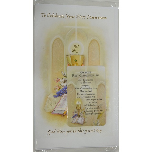 Greeting Card & Laminated Prayer Card, To Celebrate Your First Communion