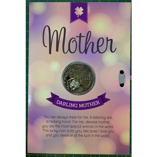Darling Mother, Card & Lucky Coin, 115 x 170mm, Luck Coin 35mm, A Beautiful Gift