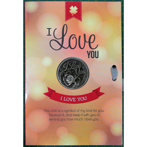I Love You (Rose), Card & Lucky Coin, 115 x 170mm, Luck Coin 35mm, A Beautiful Gift