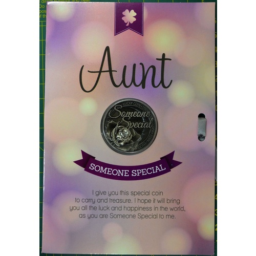 AUNT, Someone Special, Card & Lucky Coin, 115 x 170mm, Luck Coin 35mm, A Beautiful Gift