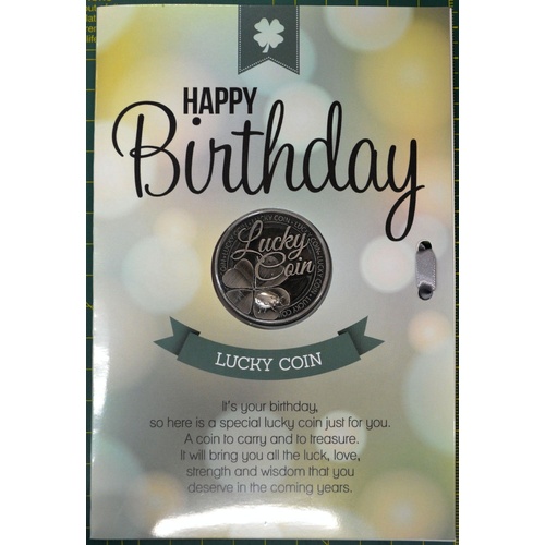 Happy Birthday, Card & Lucky Coin, 115 x 170mm, Luck Coin 35mm, A Beautiful Gift