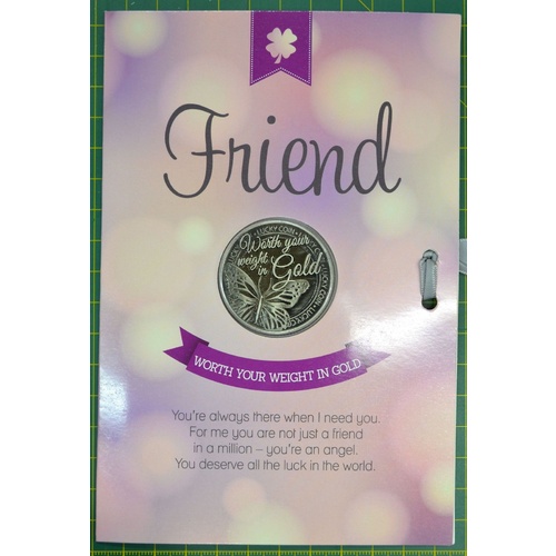 Friend, Worth Your Weight In Gold, Card & Lucky Coin, 115 x 170mm, Luck Coin 35mm