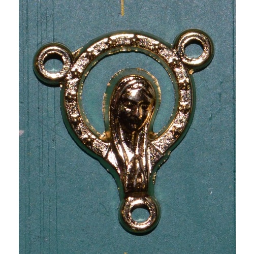 Rosary Centre Piece, Sacred Heart Of Mary, Gold Tone 16 x 14mm Overall