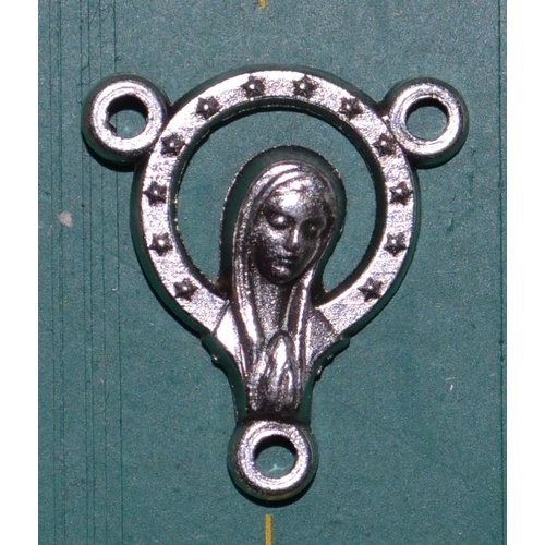Rosary Centre Piece, Sacred Heart Of Mary, Silver Tone 16 x 14mm Overall