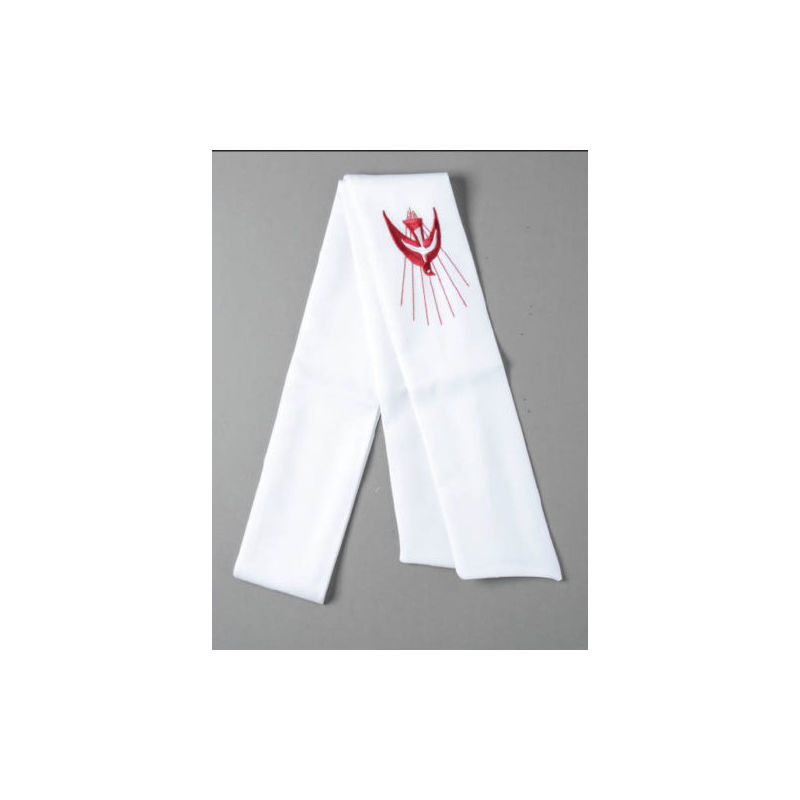 Confirmation Stole with Red Dove Embroidered, 1550mm Long