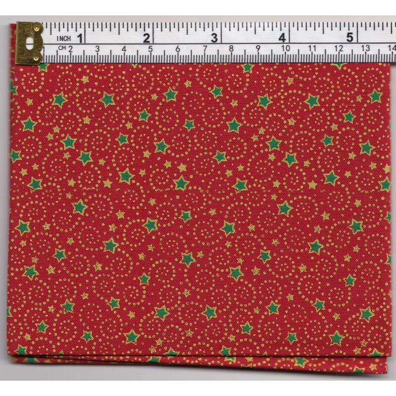 Christmas Fat Quarter 001, Approx 50cm x 52cm, Cotton Metallic Print Fabric