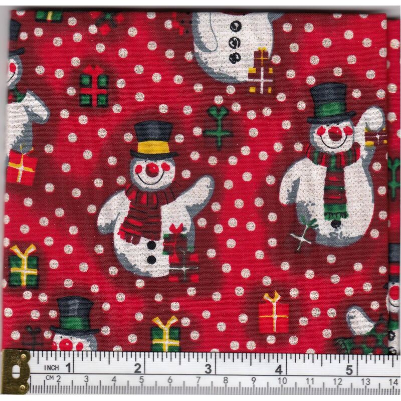 Christmas Fat Quarter 004, Approx 50cm x 52cm, Cotton Metallic Print Fabric