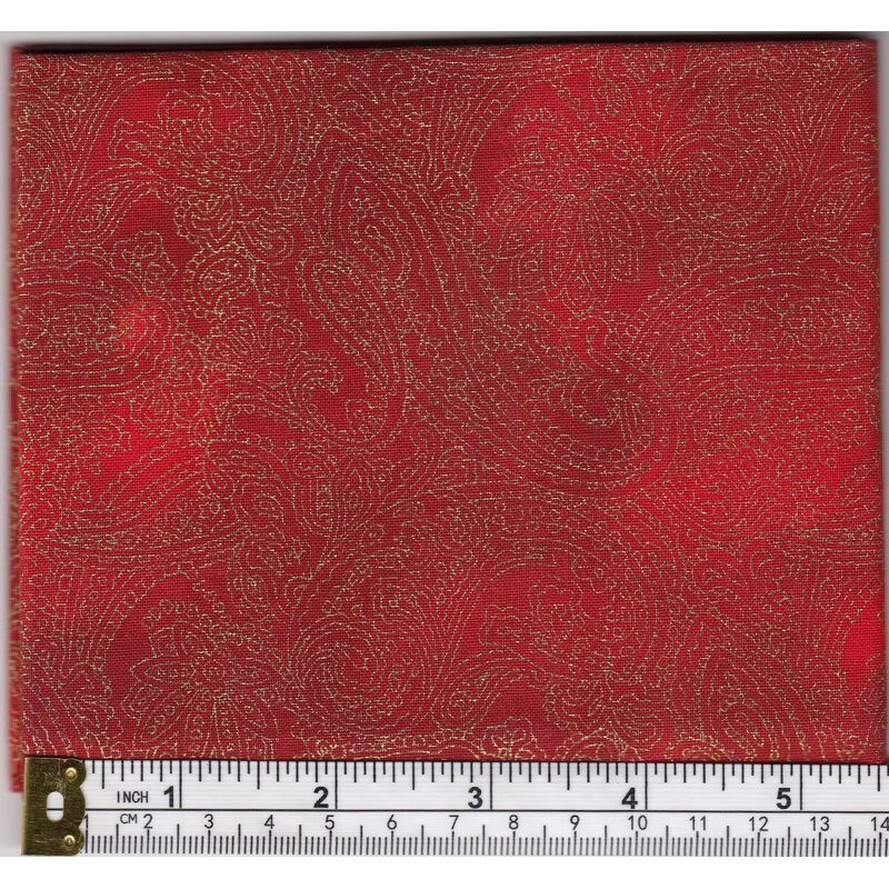 Christmas Fat Quarter 006, Approx 50cm x 52cm, Cotton Metallic Print Fabric