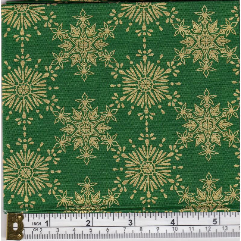 Christmas Fat Quarter 010, Approx 50cm x 52cm, Cotton Metallic Print Fabric