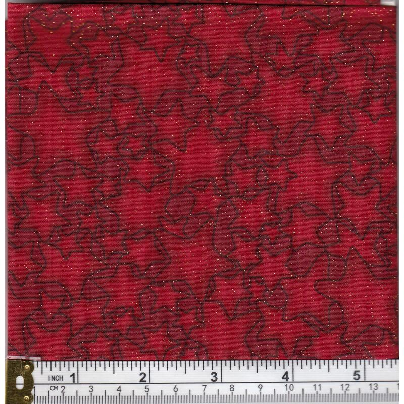 Christmas Fat Quarter 011, Approx 50cm x 52cm, Cotton Metallic Print Fabric