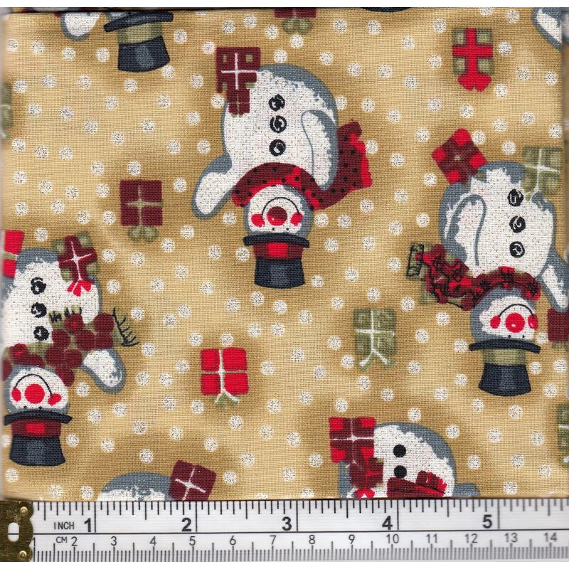 Christmas Fat Quarter 019, Approx 50cm x 52cm, Cotton Metallic Print Fabric
