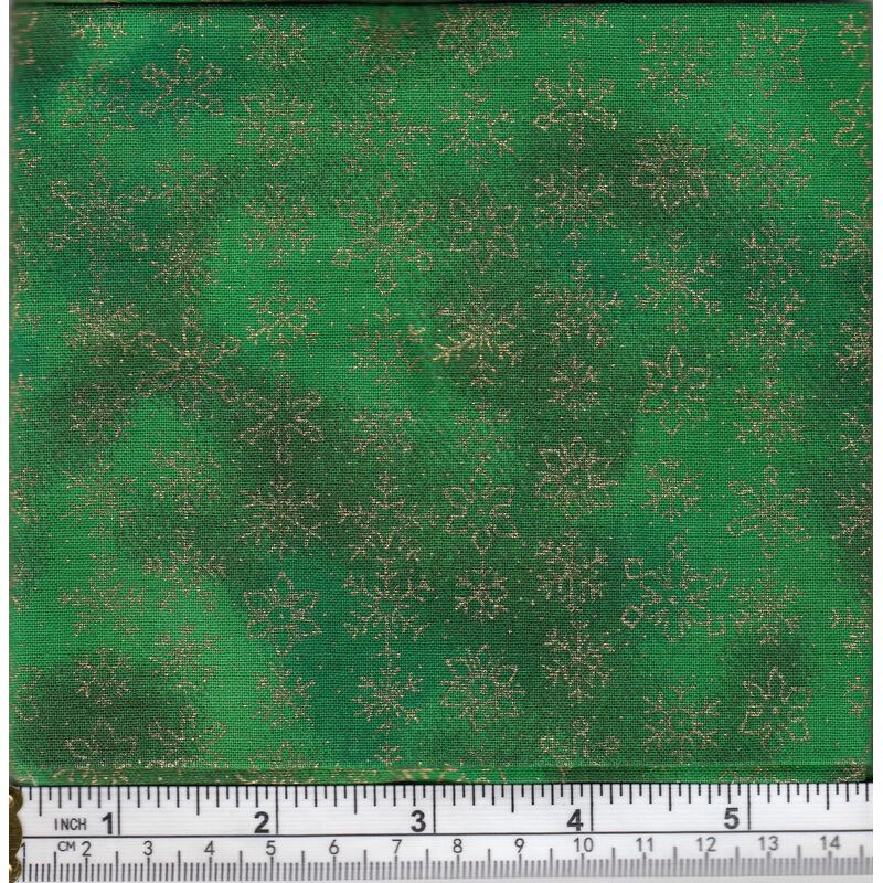Christmas Fat Quarter 021, Approx 50cm x 52cm, Cotton Metallic Print Fabric