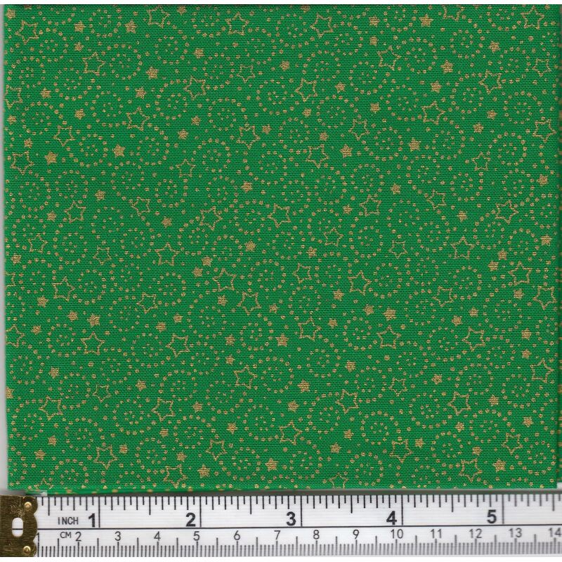 Christmas Fat Quarter 028, Approx 50cm x 52cm, Cotton Metallic Print Fabric