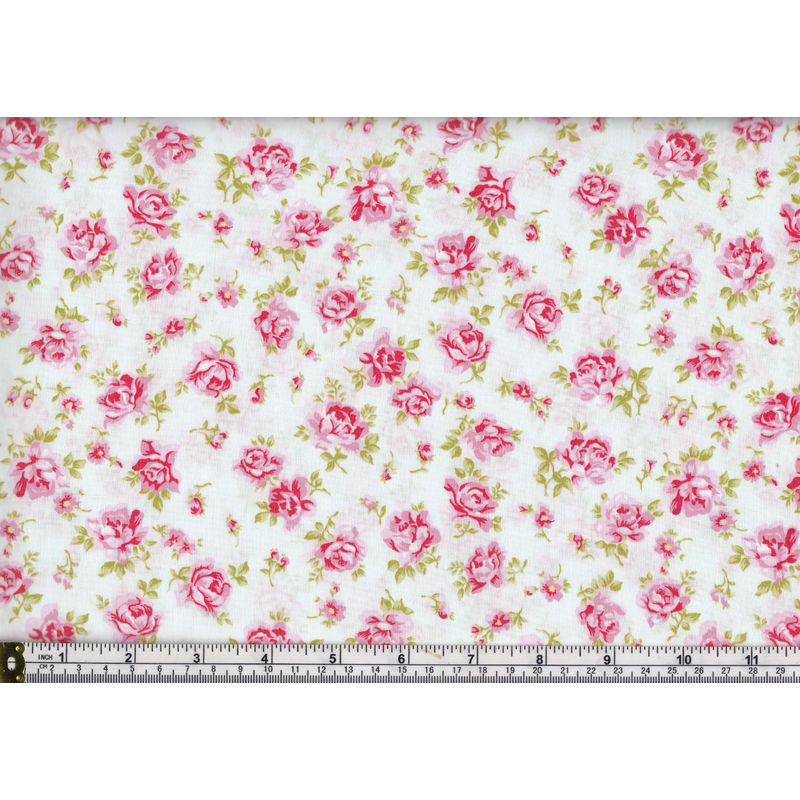 100% Cotton Print Fabric, Rose Huble Fabrics, MINT, 112cm (44" / 45") Wide Per Metre