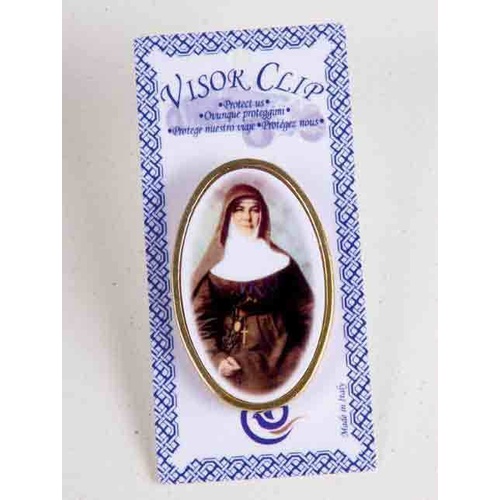 Mary MacKillop Visor Clip, Metal with Plastic Clip 50 x 23mm, Made in Italy