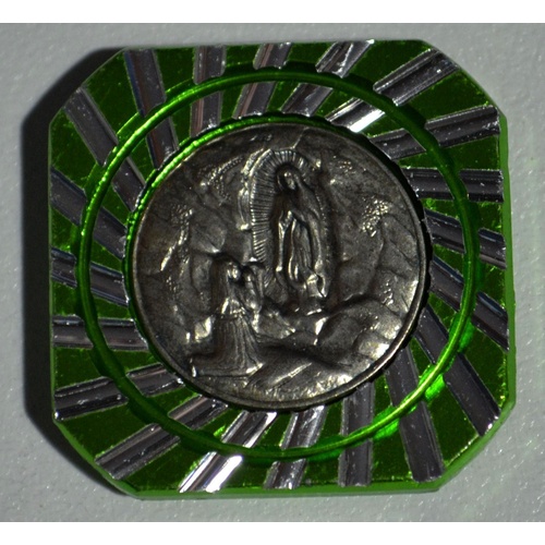 Our Lady Of Lourdes, Magnetic Car Plaque Or Memo Holder