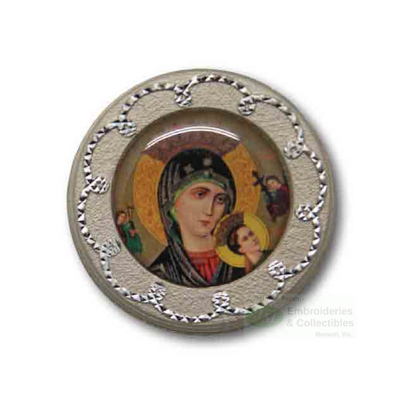 Our Lady Perpetual Help, Magnetic Car Plaque Or Memo Holder, 32mm Diameter