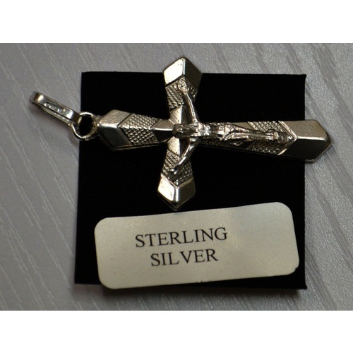 Sterling Silver Crucifix 30 x 20mm, Clear Boxed, Hallmarked 925 Silver
