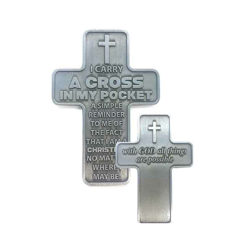Metal Pocket Cross - A Cross In My Pocket, 42 x 59mm
