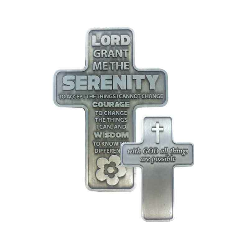 Metal Pocket Cross, 42 x 59mm, SERENITY