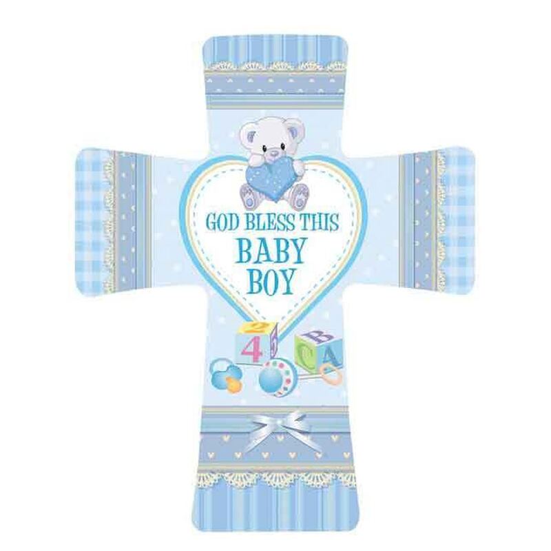 Porcelain Cross - God Bless This Baby Boy