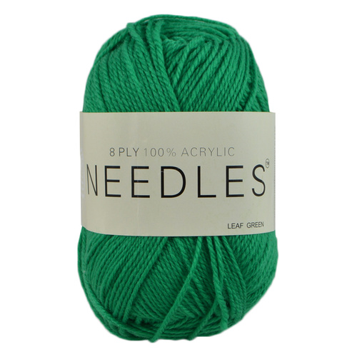 Needles Acrylic Knitting Yarn 8 Ply, 100g Ball, LEAF GREEN