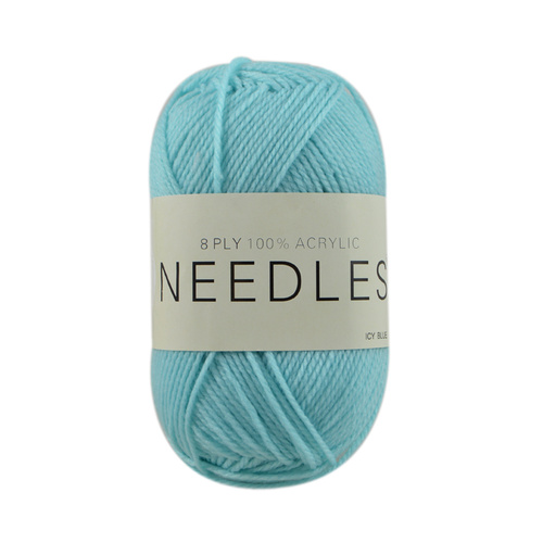 Needles Acrylic Knitting Yarn 8 Ply, 100g Ball, ICY BLUE
