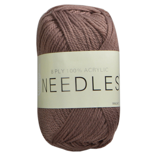 Needles Acrylic Knitting Yarn 8 Ply, 100g Ball, WALNUT