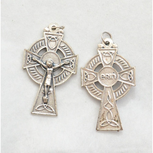 Celtic Crucifix, 45mm Silver Tone Metal Celtic Crucifix Pendant, Made In Italy